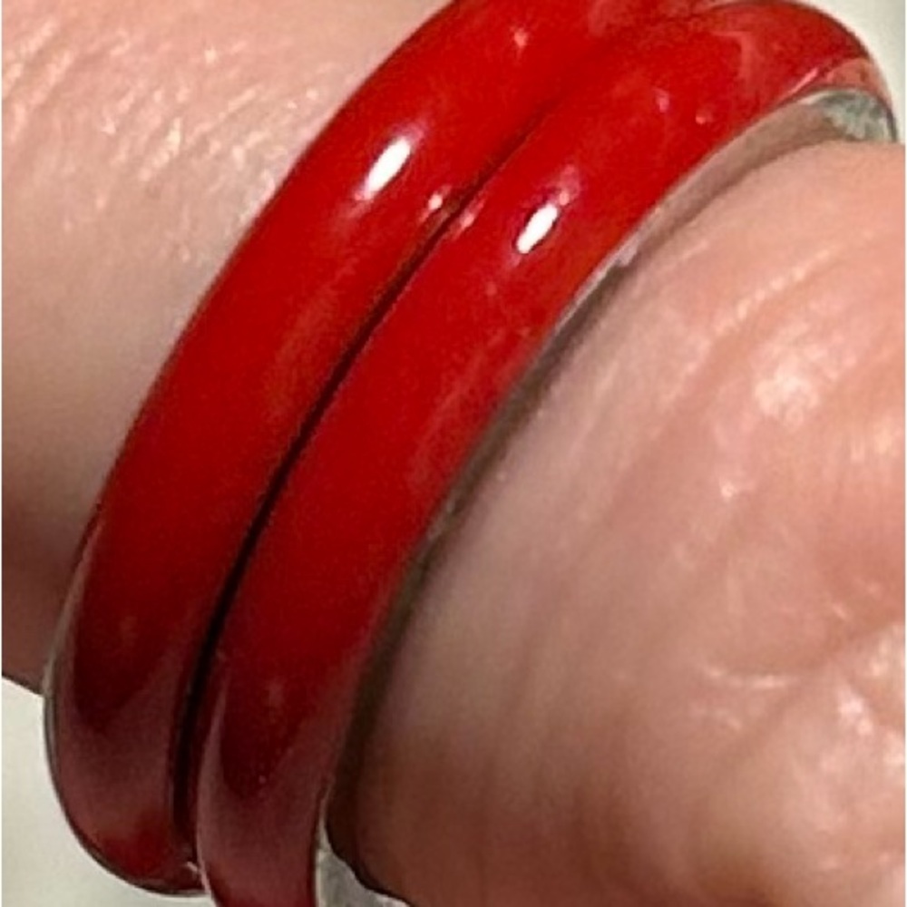 Red Hidalgo Sterling Silver and Enamel Stack Rings